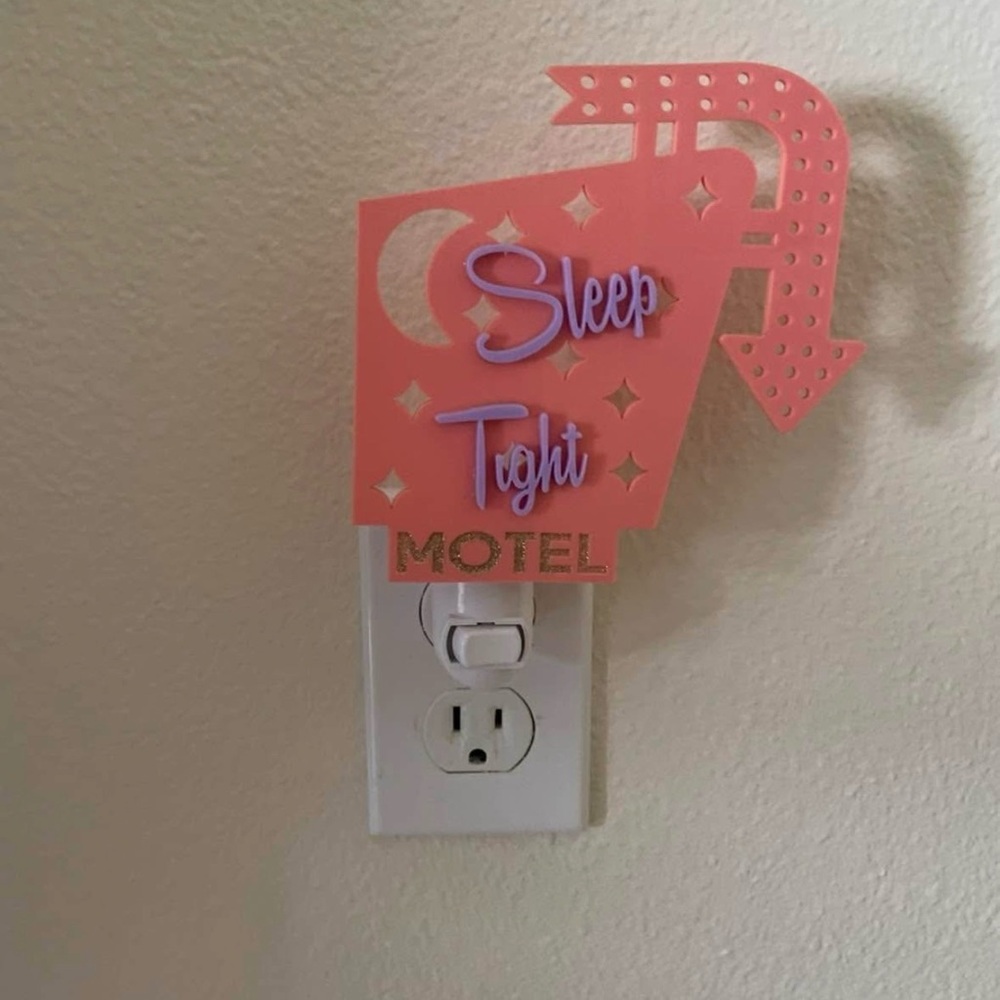 Sleep Tight Motel Pink Wall Decor Nightlight Accent